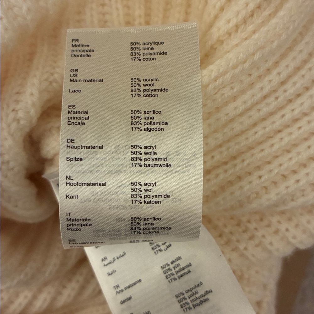 NWT Maje Cream V-Neck Sweater with Lace Detail - Picture 8 of 8